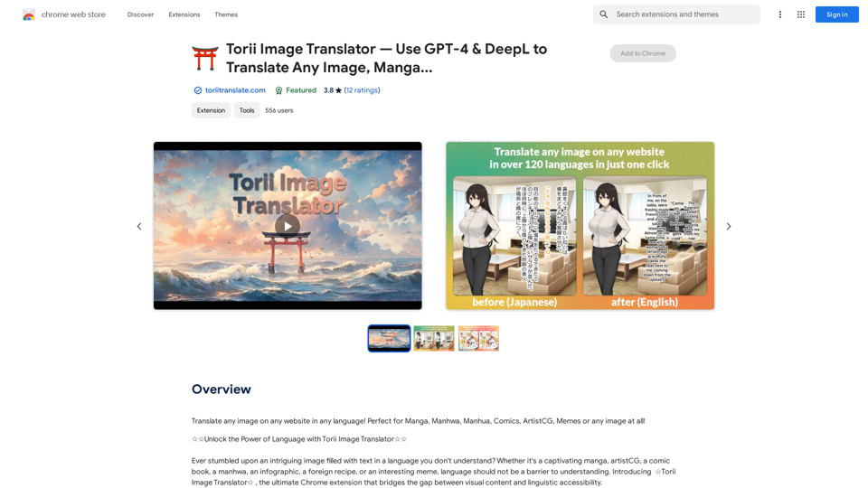 Torii Image Translator — Use GPT-4 & DeepL to Translate Any Image, Manga... 
