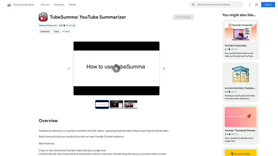 TubeSumma: YouTube Summarizer 
