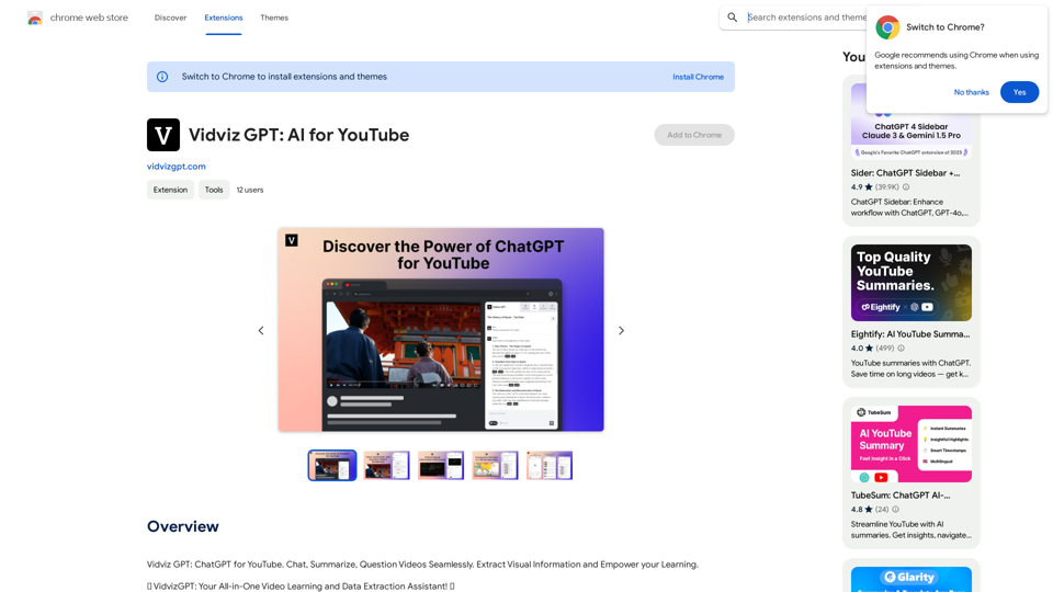 Vidviz GPT: YouTubeのためのAI 
