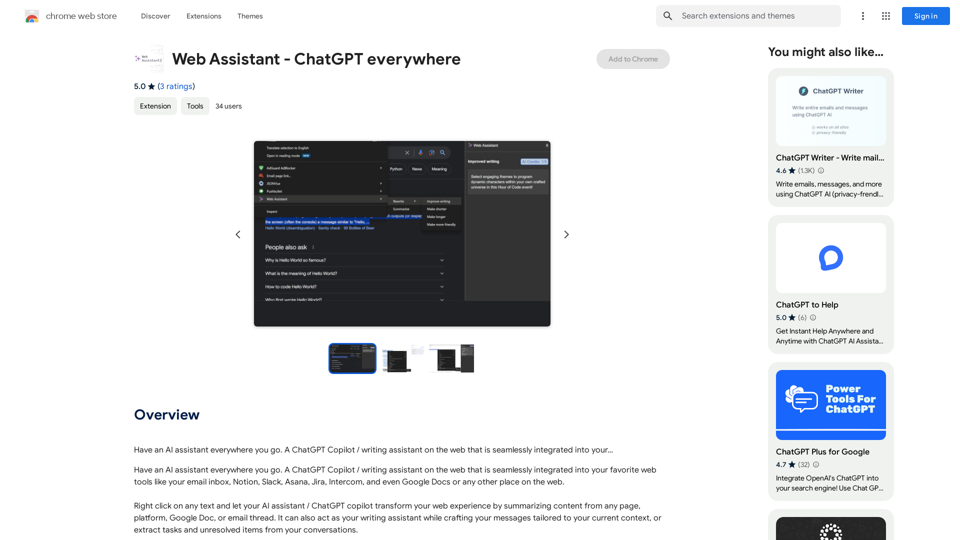 Web Assistant - ChatGPT Everywhere 
