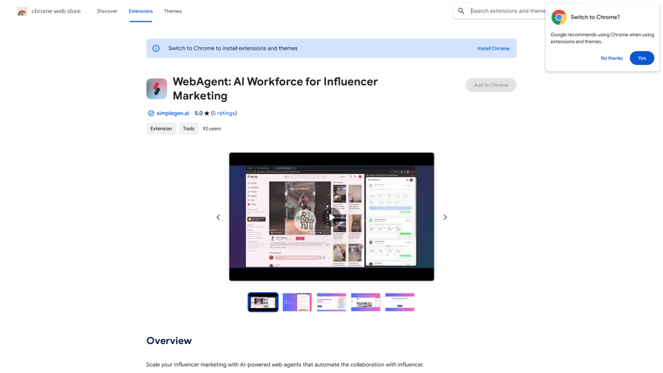 WebAgent: インフルエンサーマーケティングのためのAI労働力 
