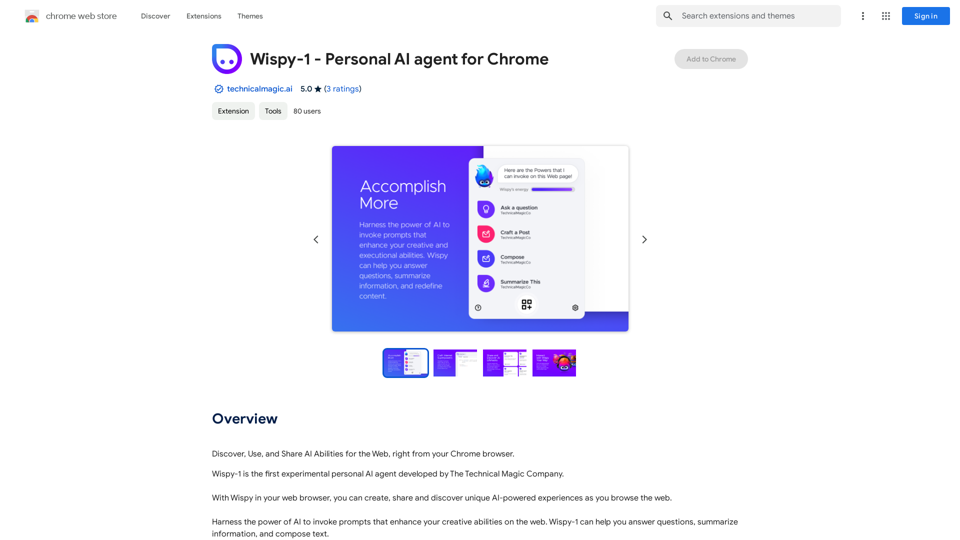 Wispy-1 - Agent AI personnel pour Chrome 
