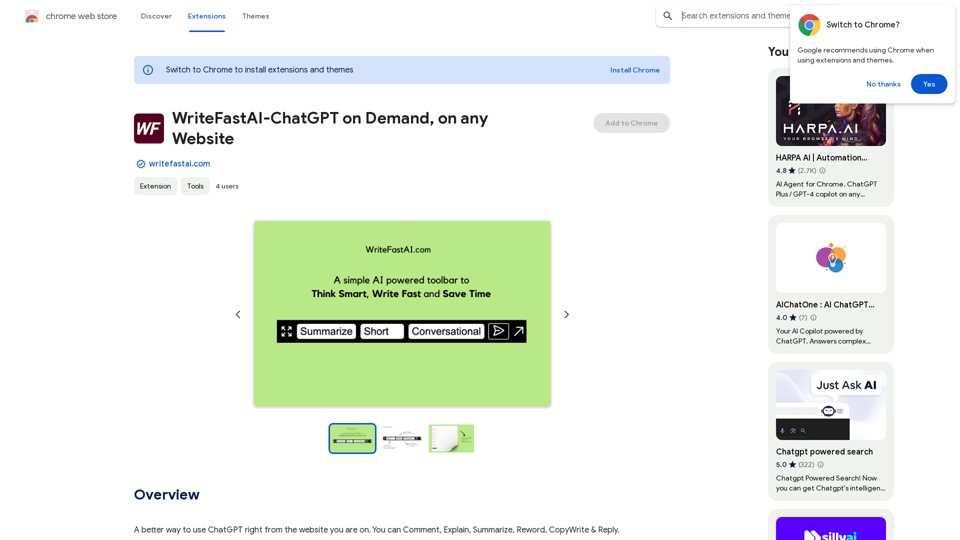  WriteFastAI-ChatGPT on Demand, on Any Website 

This is a powerful idea! Imagine being able to seamlessly integrate the capabilities of both FastAI and ChatGPT directly into any website. 

Here's a breakdown of what this could mean:

* On-Demand AI Assistance: Users could access powerful AI tools like text generation, summarization, question answering, and more, right from the website they're already using.
* Personalized Experiences: Websites could leverage AI to tailor content and interactions to individual user preferences, creating a more engaging and relevant experience.
* Increased Efficiency: Businesses could automate tasks, generate reports, and analyze data faster and more accurately with the help of AI.

Making it a Reality:

This vision requires a combination of:

* API Integration:  FastAI and ChatGPT both offer APIs that allow developers to integrate their functionalities into applications.
* Web Development Expertise:  Developers would need to build the necessary infrastructure to connect the APIs to the website and handle user interactions.
* Data Management:  Websites would need to manage and secure the data used by the AI models.

Potential Applications:

The possibilities are endless! Here are just a few examples:

* E-commerce:  AI-powered chatbots could provide personalized product recommendations and customer support.
* Education:  Websites could offer interactive learning experiences with AI-powered tutors and personalized feedback.
* News and Media:  AI could be used to generate summaries of articles, create personalized news feeds, and even write original content.


Let me know if you'd like to explore any of these applications in more detail!
