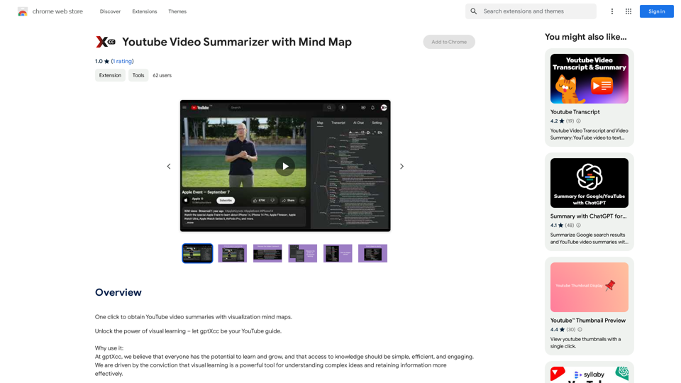 Youtube Video Summarizer with Mind Map 

This project aims to create a tool that can:

* Summarize YouTube videos: 
    * Extract the key points and main ideas from a video.
    * Generate a concise and informative summary of the video content.
* Visualize the summary with a mind map:
    * Represent the main topics and their relationships in a clear and structured way.
    * Help users understand the video's content at a glance.


The tool will utilize:

* Natural Language Processing (NLP): 
    * To analyze the video transcript and identify important concepts.
* Machine Learning (ML):
    * To train models for summarizing text and generating mind maps.
* YouTube API:
    * To access video metadata and transcripts.


This project has the potential to be a valuable resource for:

* Students: Quickly grasp the main points of educational videos.
* Researchers: Efficiently review large amounts of video content.
* Anyone: Save time and effort by getting a quick overview of YouTube videos. 
