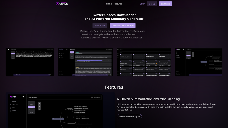 Spaces Downloader and AI-Powered Summary Generator |  xspacehub.com 
