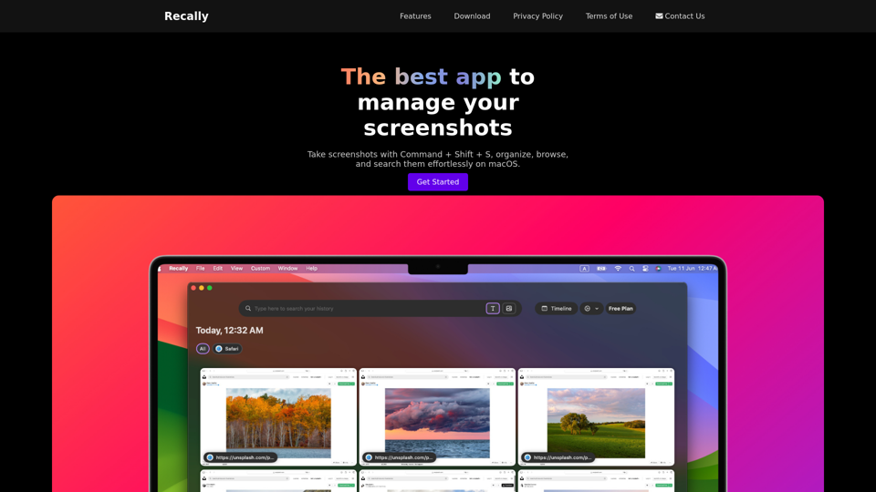 Recally - The Best Screenshot Management App for macOS 
