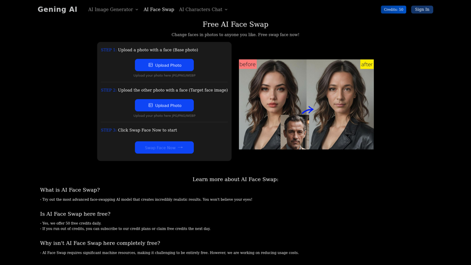 Gening AI - Échange de visage AI gratuit 
