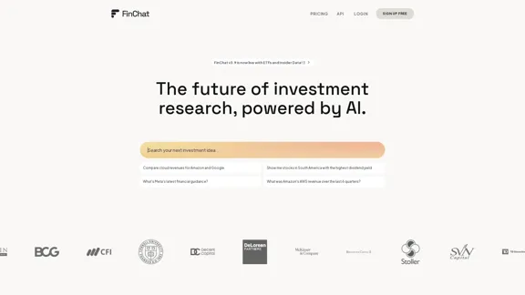 AIを活用した総合的な株式調査プラットフォーム - FinChat.io