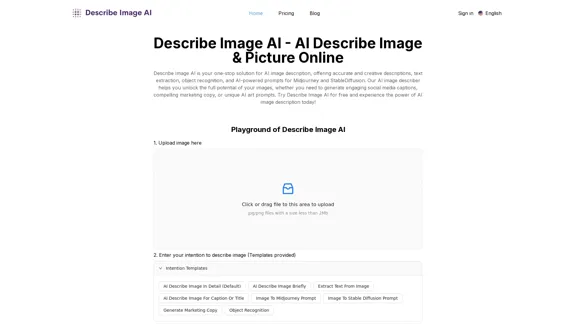 AI Describe Image & Picture Online, Free Trial

This title describes an online service that uses artificial intelligence to analyze and describe images or pictures. The service offers a free trial period for users to test its capabilities. The AI technology can likely generate text descriptions of the visual content in uploaded images, helping users understand or categorize their pictures automatically.