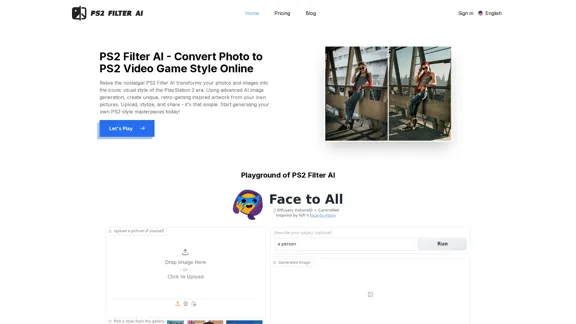 Filtro IA para PS2 - Converta Fotos para o Estilo de Videogame do PS2 Online com IA, Teste Gratuito