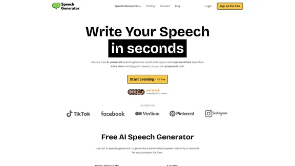 SpeechGeneratorAI - Write Speeches in Seconds with AI