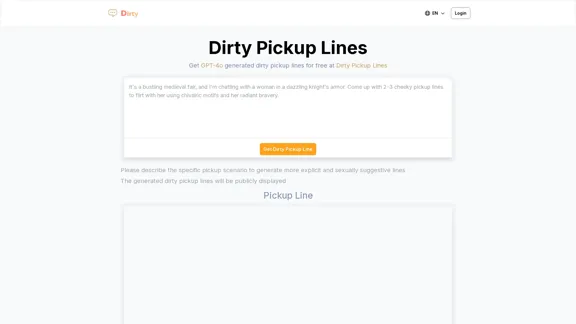 Dirty Pickup Lines - オンラインAI Raunchy Pickup Line Generator