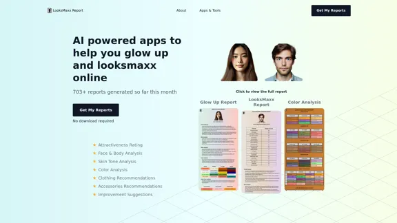 Rapport LooksMaxx - Applications alimentées par l'IA pour vous aider à vous embellir et à maximiser votre apparence