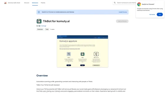 TikBot for komuty.ai - Chrome ウェブストア