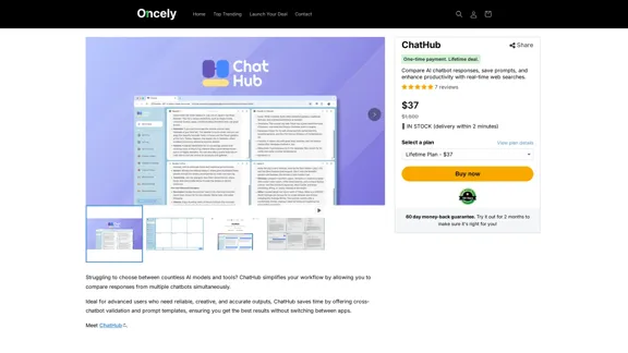 ChatHub - Comparez les réponses des chatbots IA instantanément | Oncely