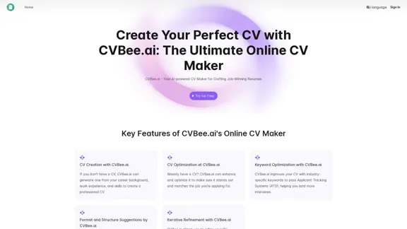 CVBee.ai: KI-gestützter Online-Lebenslauf-Ersteller | Lebenslauf-Generator & CV-Optimierung