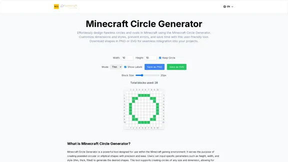 Crie Círculos Perfeitos no Minecraft com o Gerador de Círculos do Minecraft | minecraftcirclegenerate.cc