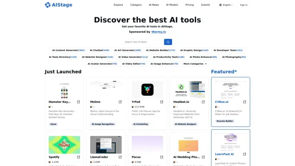 AIStage - La plateforme d'agrégation d'IA la plus complète en 2024 | Répertoire d'outils d'IA