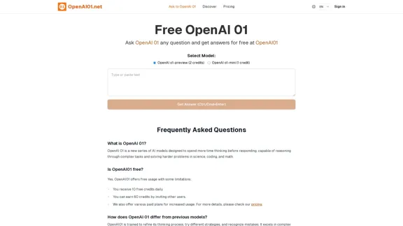 OpenAI01.net: Free OpenAI 01, Unlimited Chat With OpenAI01