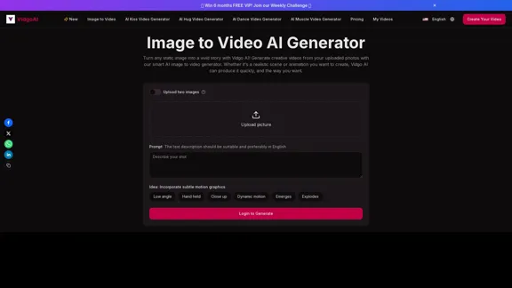 Generador de Video AI a partir de Imágenes: Convierte Fotos en Videos Gratis | Vidgo AI