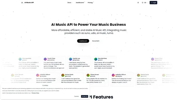 AI Music API, providing developers with a single access point. | AI Music API, Affordable AI Music similar to Suno, Udio.