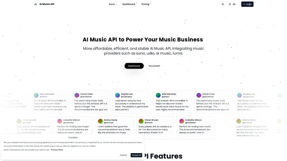 AI Music API, providing developers with a single access point. | AI Music API, Affordable AI Music similar to Suno, Udio.