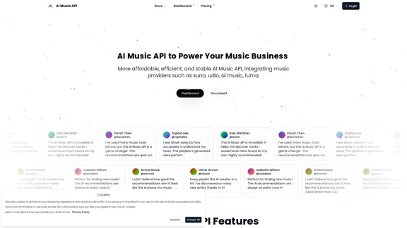 AI Music API, providing developers with a unified access point. | AI Music API, Free and Affordable AI Music like Suno, Udio