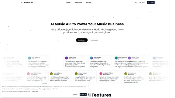 AI Music API, providing developers with a unified access point. | AI Music API, Free and Affordable AI Music like Suno, Udio