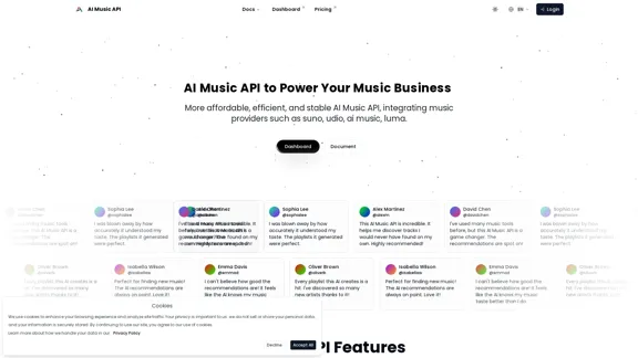 AI Music API, providing developers with a unified access point. | AI Music API, Free and Affordable AI Music like Suno, Udio