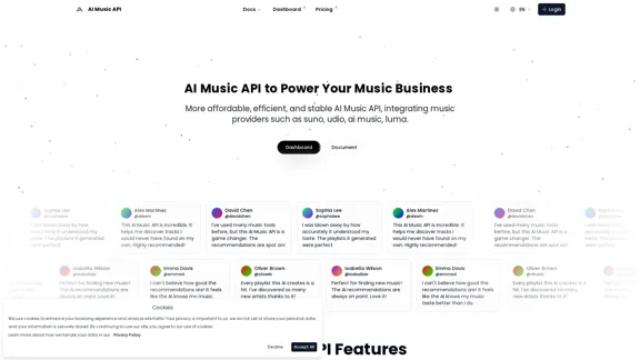 AI Music API, providing developers with a single access point. | AI Music API, Affordable AI Music similar to Suno, Udio.