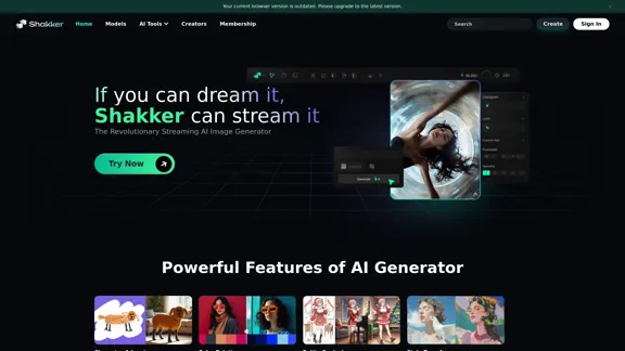 Shakker - A generative AI design tool featuring various models.