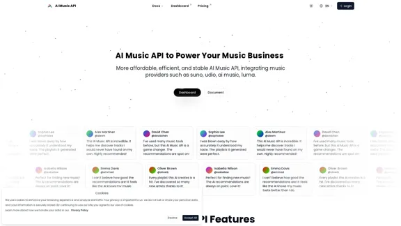 AI Music API - Access audio API, Music AI Models, and More.