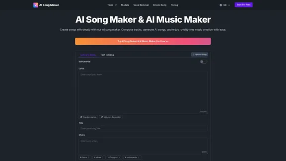 AI Song Maker: AI Music Creator for Royalty-Free Music