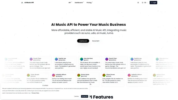 AI Music API, providing developers with a single access point. | AI Music API, Affordable AI Music similar to Suno, Udio.