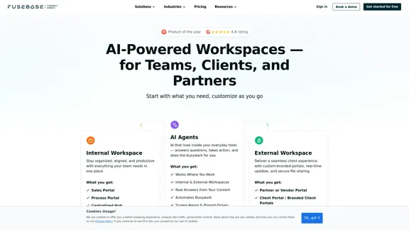 AI Powered Workspaces for collaboration within and outside the organization. Client Portals, Sales Portals, Partner Portals, Onboarding Portals.