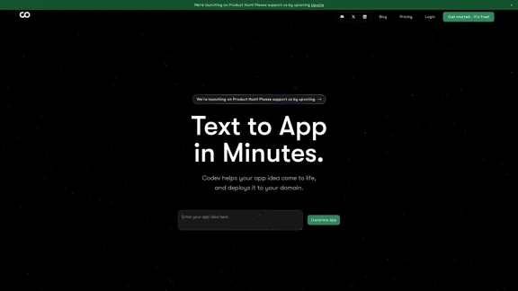 Build full-stack web applications in minutes with Codev | AI app builder.