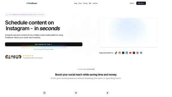 PostBoost - Plan and share content on all your social media accounts simultaneously.