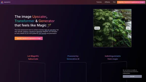 マグニフィックAI — 魔法の画像アップスケーラー＆エンハンサー