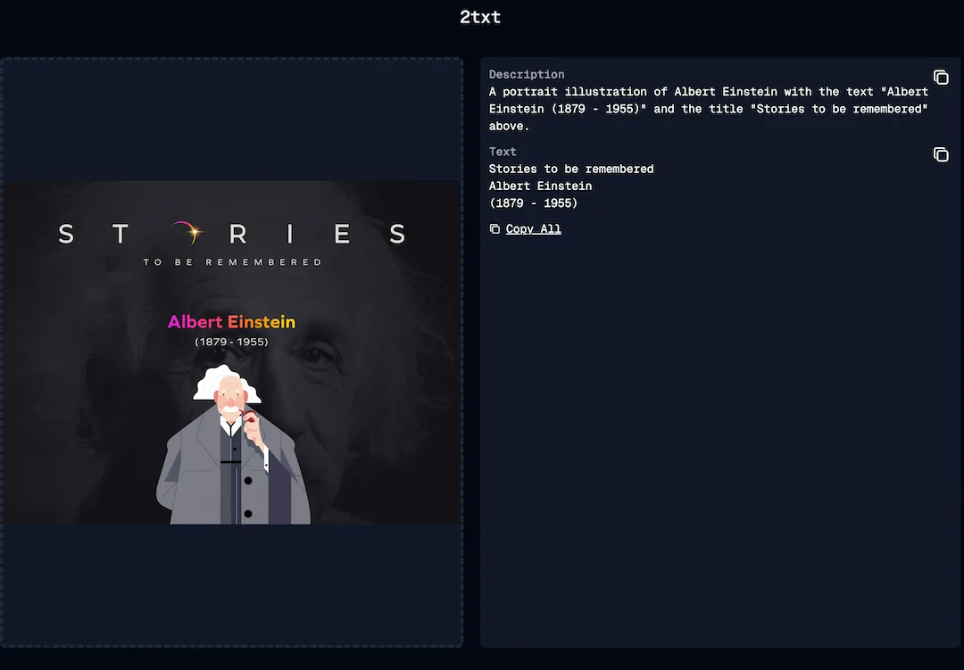 Comparaison des outils de reconnaissance d'images par IA : 2txt et Image Describer image